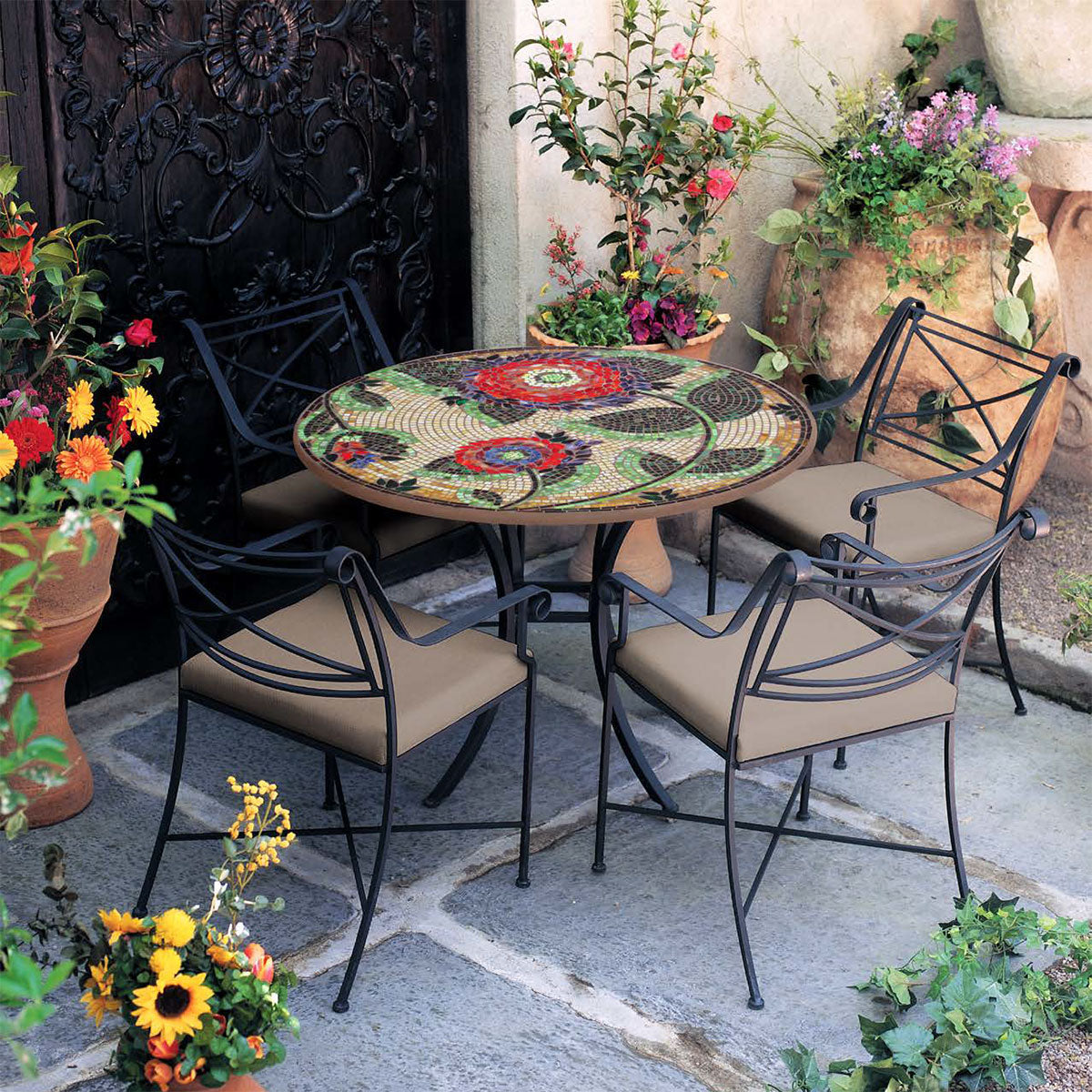42" KNF Mosaic Patio Table Set w/4 Chairs