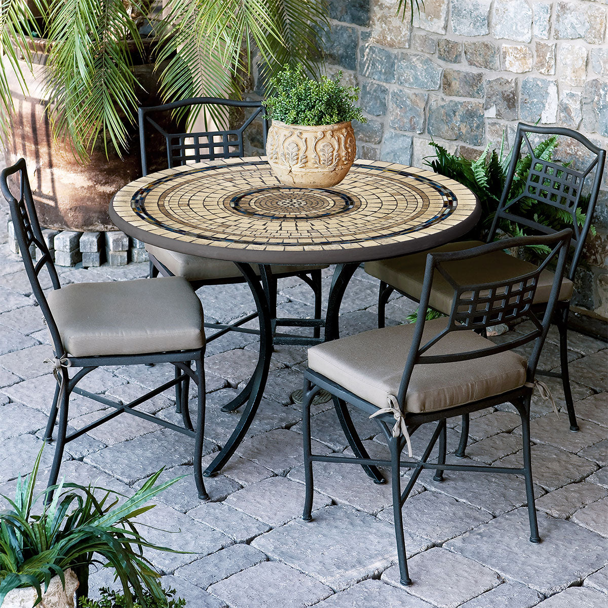 42" KNF Mosaic Patio Table Set w/4 Chairs - Image 3